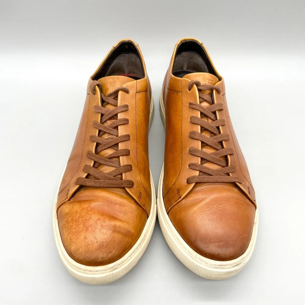Allen Edmonds Canal Court Mens 12 E Tan Leather Sneakers Casual Office Preppy